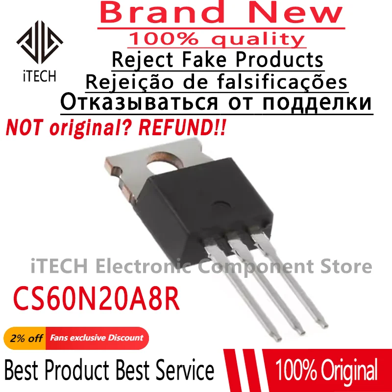 10PCS Original CS60N20A8R CS60N20 TO-220 200V 60A N-CHANNEL