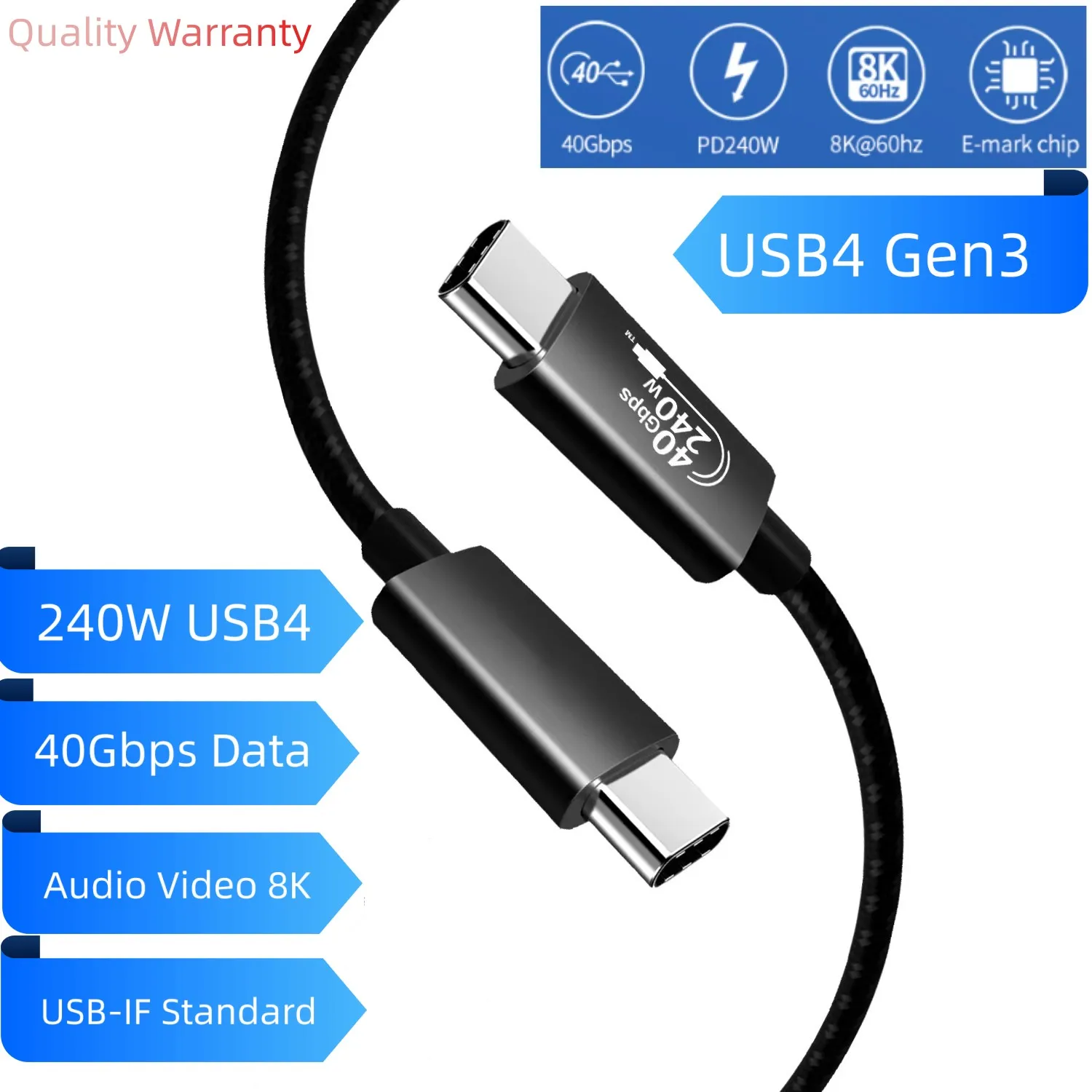 240W Usb 4 Kabel Super Snelle Lading Pd E-Mark 40Gbps 8K/60Hz Thunderbolt 3/4 Voor Macbook Ipad Usb Type C Lader Datakabel