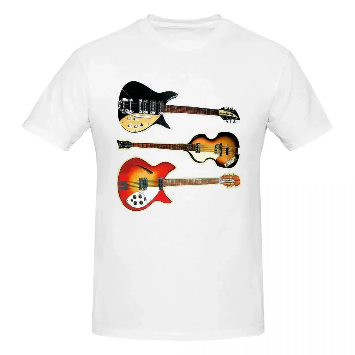 Rickenbacker guitarras e hofner baixo 100% algodão camiseta masculina oversized t camisas masculinas em torno do pescoço manga curta S-6XL
