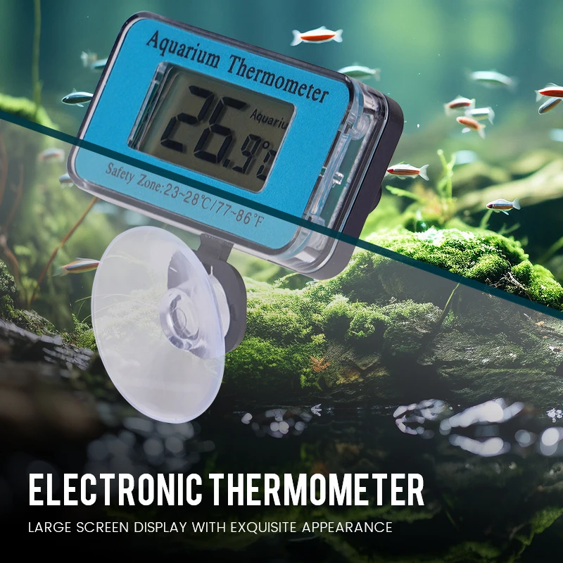 LCD Digital Aquarium Thermometer with Probe Suction Cup Temperature Control Fish Tank Water Electronic Thermometer Measurement