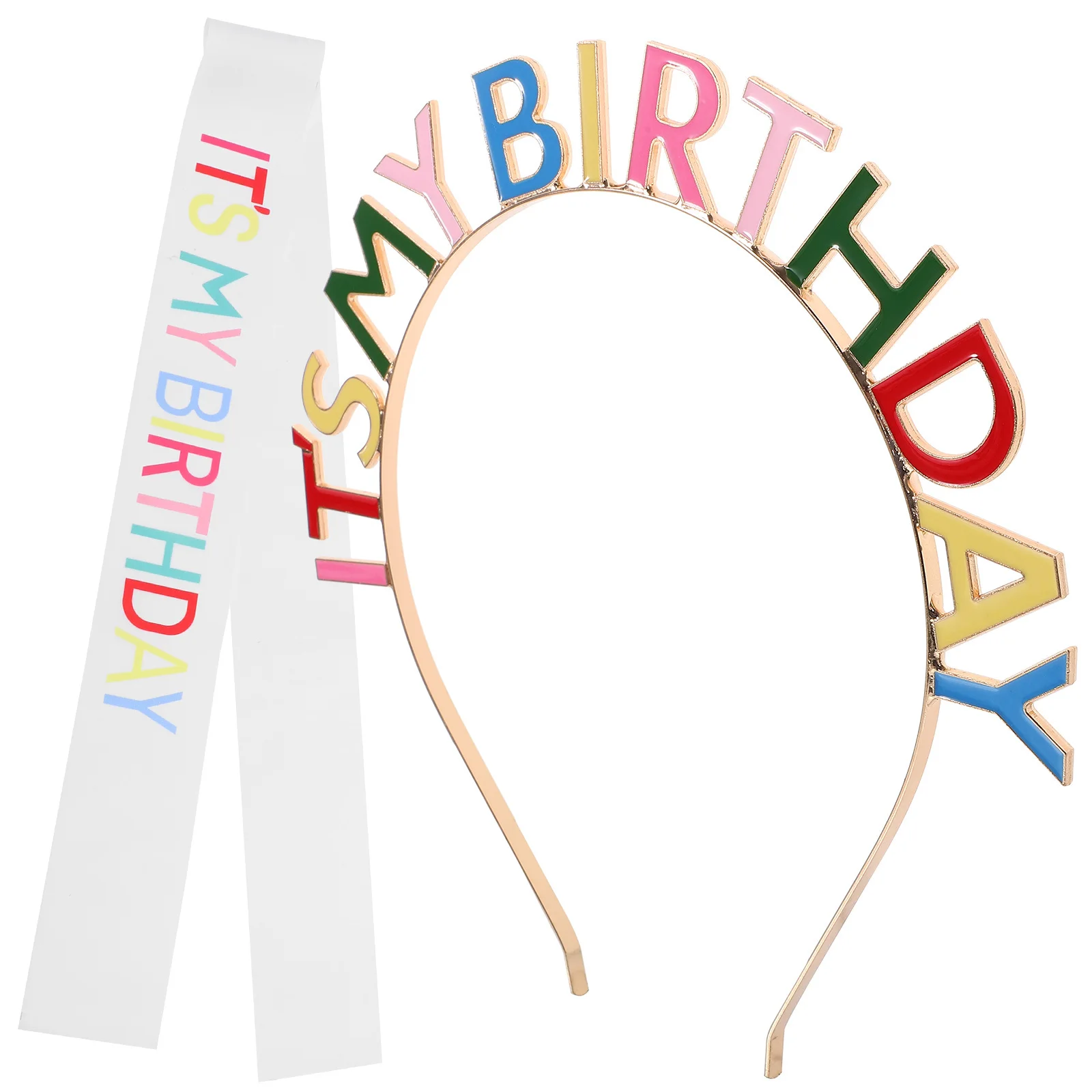 

1Set Birthday Headband and Sash for Women Alloy Crowns Party Headdress Adorable Hair Decor Unique Celebration