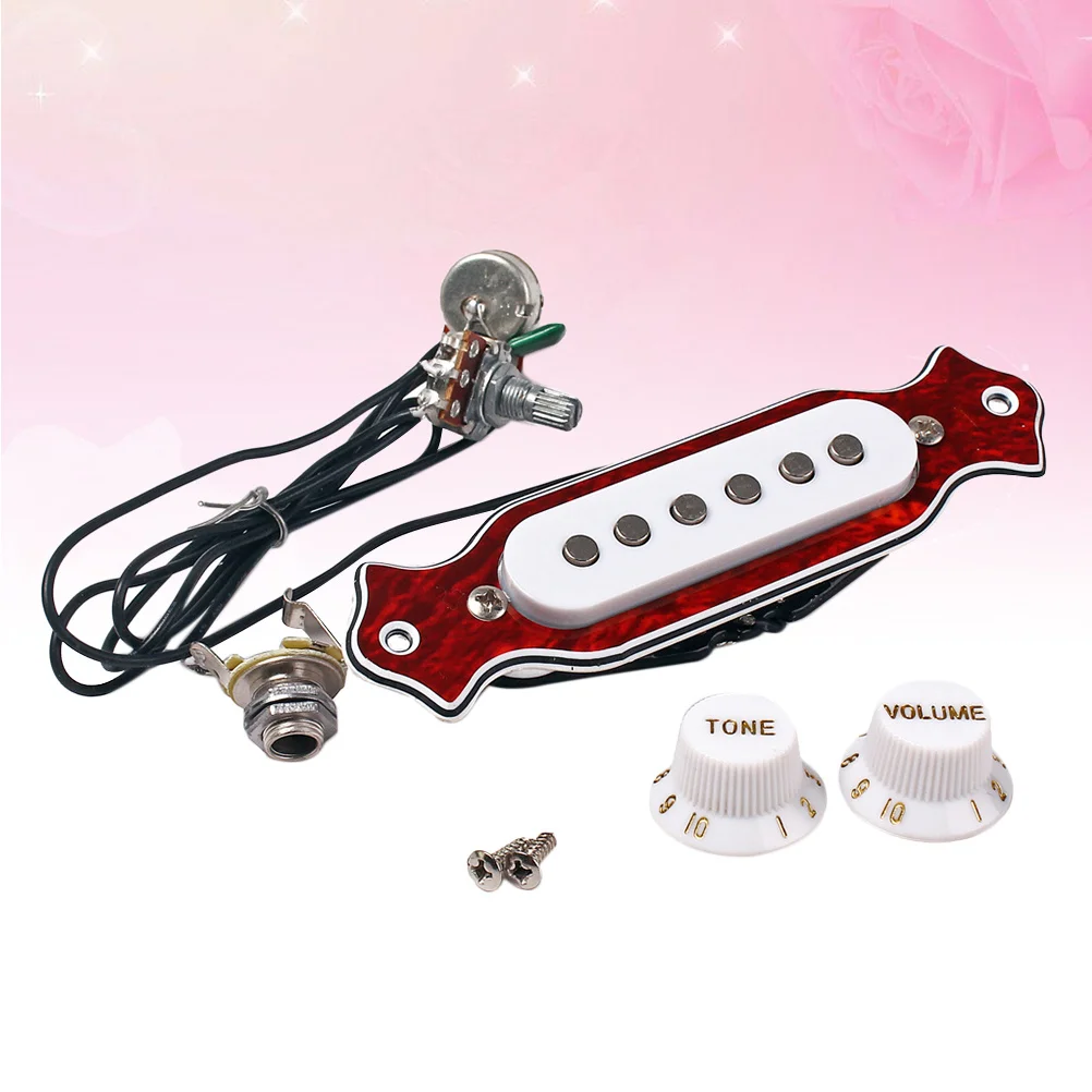 

Durable 6 String Folk Acoustic Guitar Soundhole Pickup ABS Shell Copper Coil Volume Tone Control Knob Gmb324 Dark Red