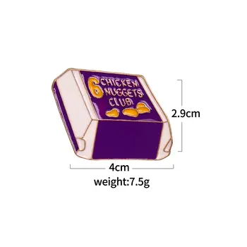 雞塊俱樂部胸針 食品盒 女孩翻領別針 白色 紫色 黃色 琺瑯徽章 男女通用珠寶 6 最佳銷售 金塊首飾 - №3
