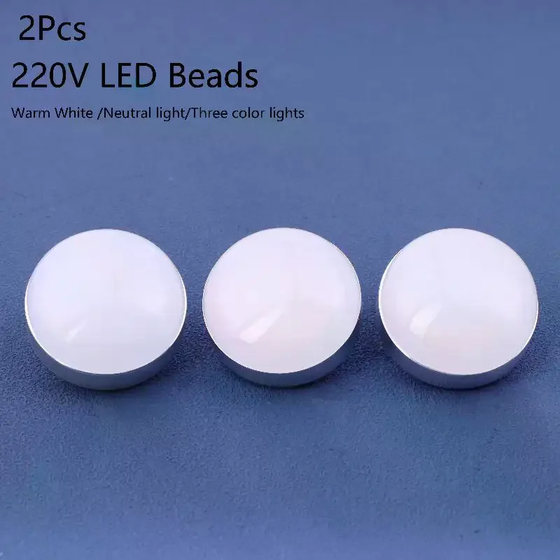2Pcs 220V LED G4 Lamps Module 3W Flat LED Bead Branch Chandelier Light Source Replacement Parts Warm/Neutral/Three Color Light
