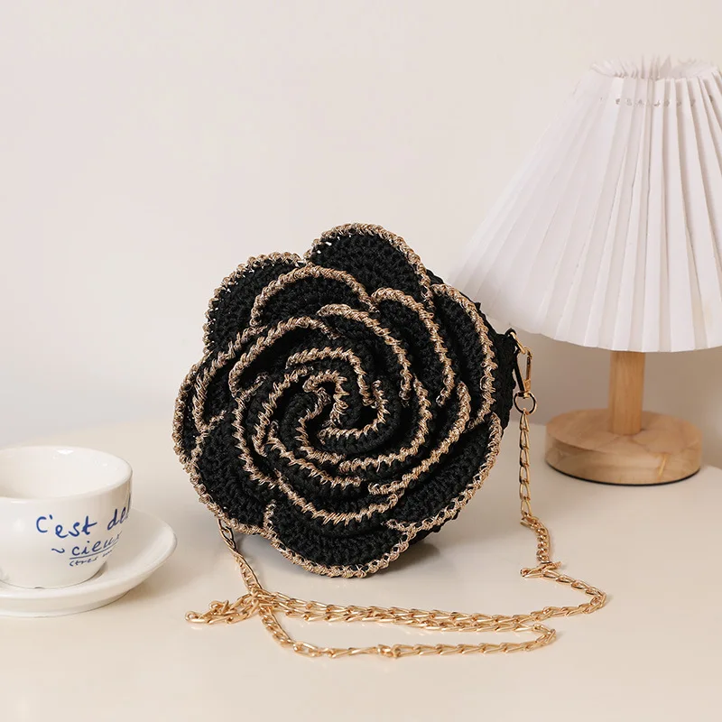 Fashion Floral-shaped Female Woven Crossbody Bag New Handmade Rope Knitting Vacation Beach Bag  for Women 2026 Handbags Clutch