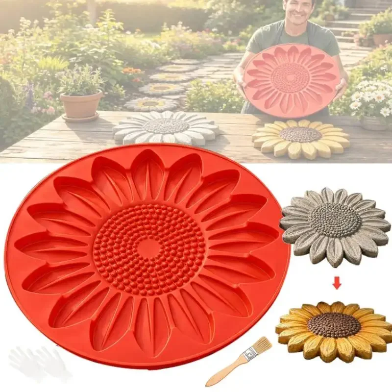 Stepping Stone Molds, Paving DIY Sunflower Stepping Stone Mold, Casting Pathmaker Garden Pathmate Pavement Precast Concrete Mold