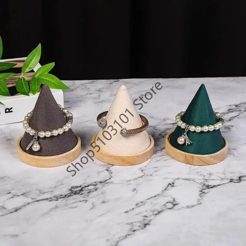 

Многофункциональные органайзеры X6HE в форме конуса, текстура дерева и мягкого бархата подходит для хранения сережек, ожерелий,