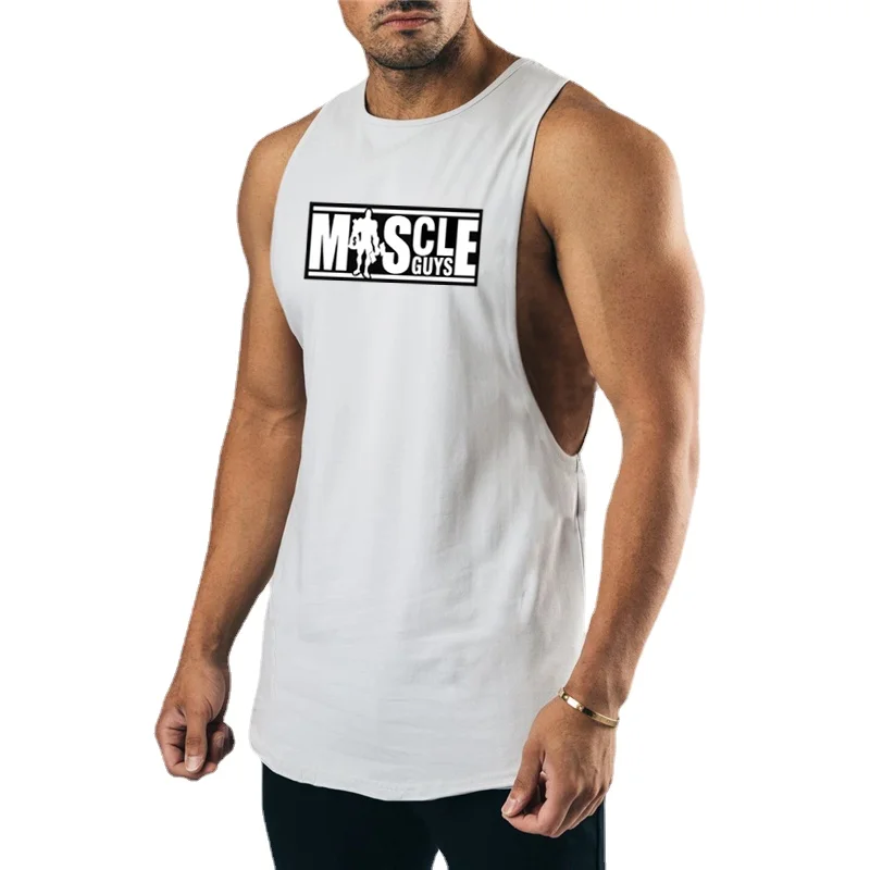 Men's New Arrival Thin Fashion Casual Breathable Printed Gym  Sports O-neck Summer Large Size Bodybuilding Slim Fit Vest