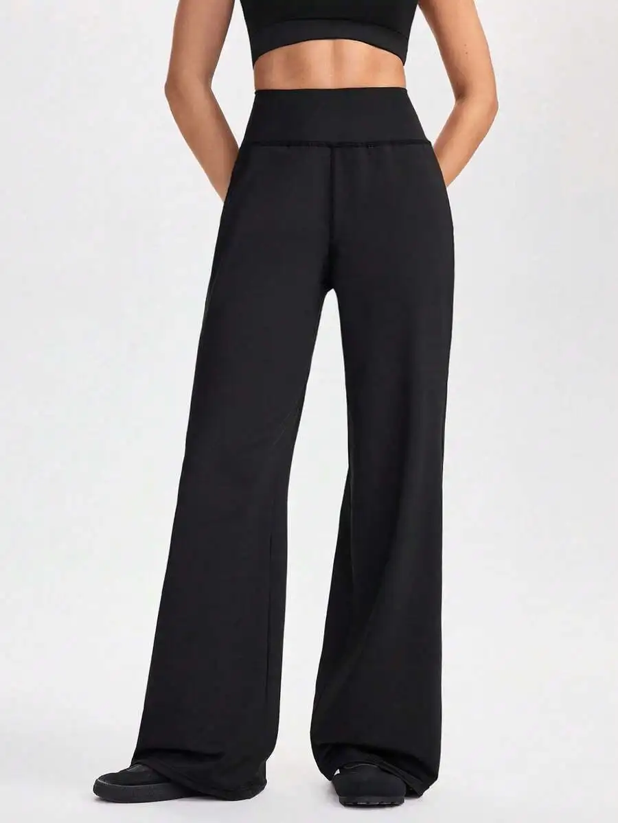 

High Waist Loose Wide Leg Yoga Pants Black Casual Sweatpants