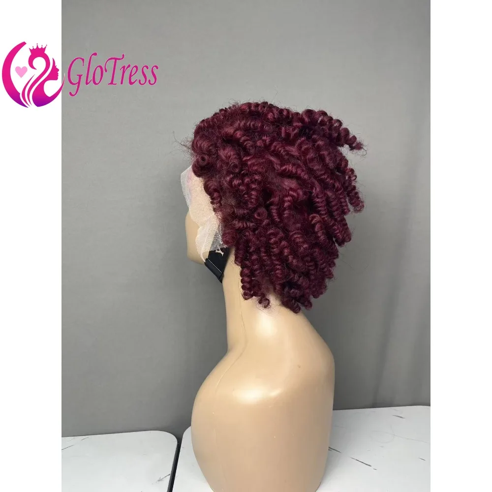 99j # 13x4 Lace Frontal Afro Kinky Head Caterpillar Echthaarperücke aus brasilianischem Remy-Haar, 180% Dichte, für schwarze Frauen, für den täglichen Gebrauch – Detail 1