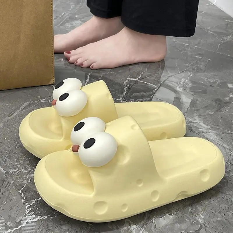 

Cheese slippers, unisex summer anti-slip soles, home soft soles for outdoor wear, big eyes dog slippers