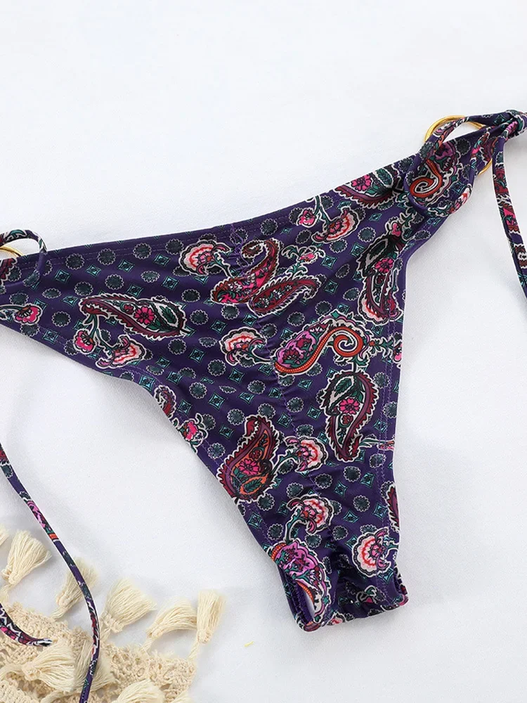 UETEEYセクシープリントレースアップビキニ2ピースセット女性用スプリット水着ビーチバケーションビキニ2025新作サマー水着ビキニセット