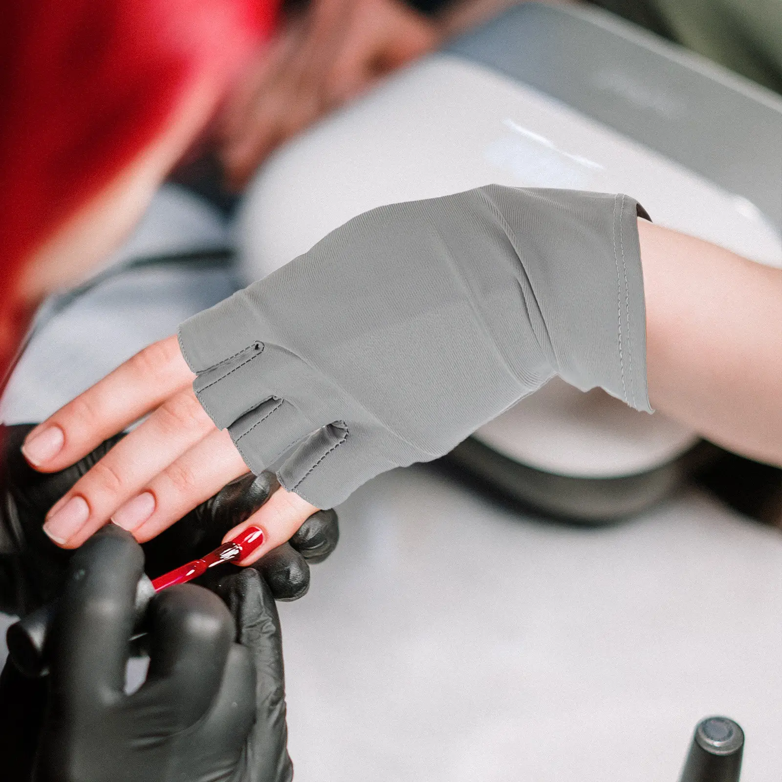 

4Pairs Breathable Stretchy Nail Uv Protective Manicure Gloves for Gel Nails Sun Protection Outdoor Activities Women