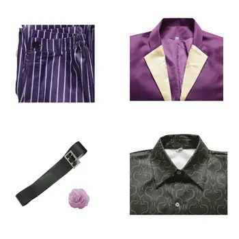 Anime Jokern Mortal Kombat 11 Cosplay Kostym Lila Kostym Set Randig Byxbälte Halloween Karneval Kostymer För Vuxna Män 10 best sales Ash costume - №10