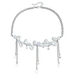 Star Imitation Pearl Necklace Layered Collarbone Chain Accessories