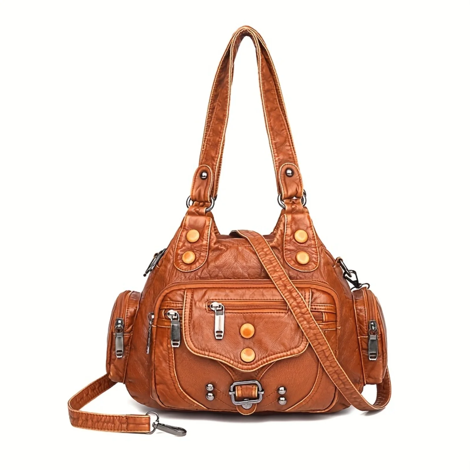 -Embellished Hobo Bag – Durable Classic Zipper Closure – Versatile for Everyday Use