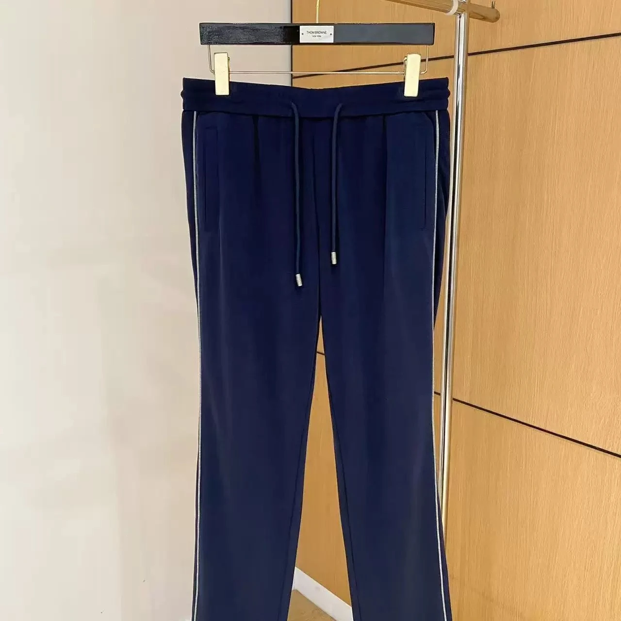 Italian Gentleman Men's BC Embroidered Simple Drawstring Straight Casual Pants