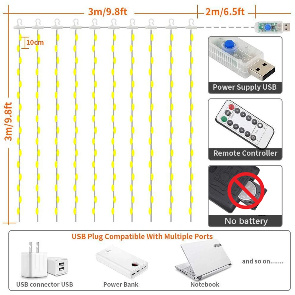 3M USB RGB Garland Curtain Festoon LED Lights Fairy Light Ramadan Christmas Tree Decoration 2023 Bedroom Room Decor Aesthetic