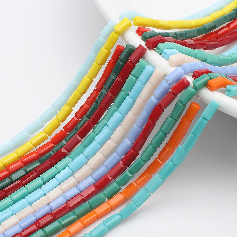 75Pcs 3X6mm Rectangle Austrian Crystal Beads Long Square Shape Glass Loose Beads for Jewelry Making Bracelet DIY Accessories