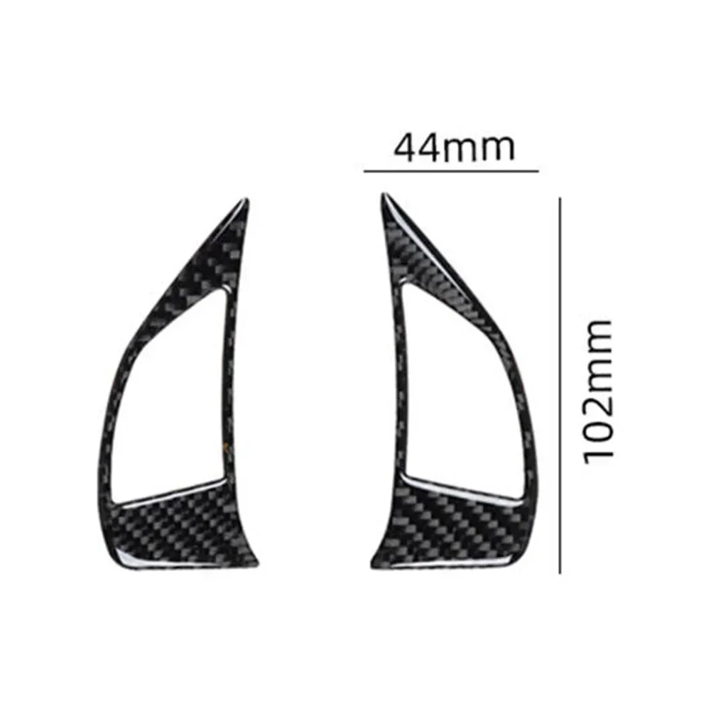 2PCS Carbon Fiber Black Car Steering Wheel Button Cover Trim Fit For 2012-2015 Auto Interior Decoration Trim Accessorie