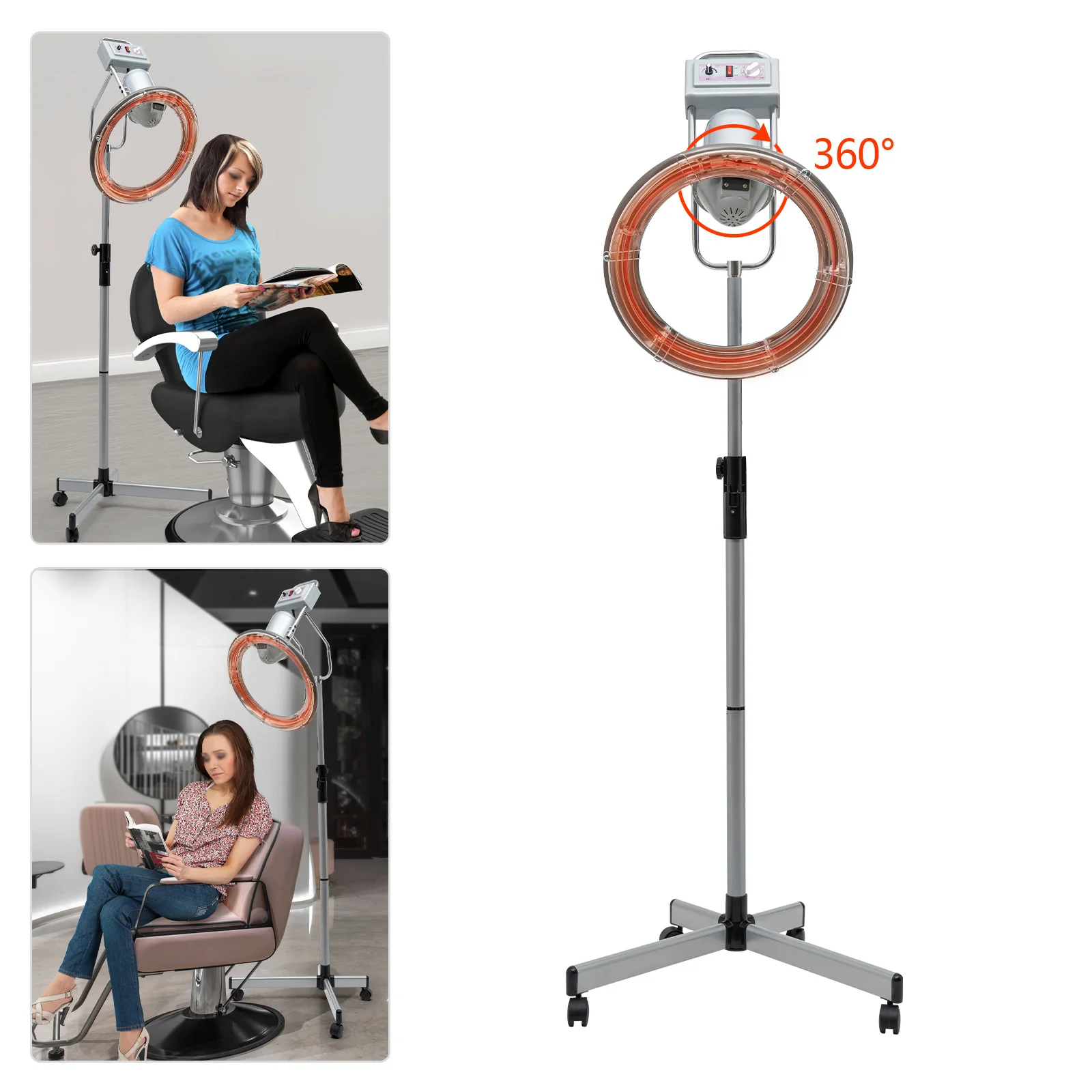 

Свободный фен из серебряного алюминиевого сплава, машина для завивки волос в салоне с регулируемой высотой для масла для выпечки, ухода за волосами