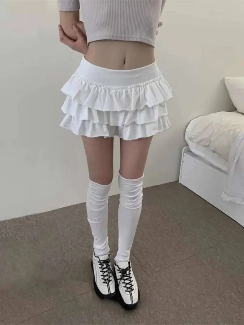 Sweet And Spicy Ballet F-length Skirt With Elastic Waist And Lace Hem Flared Cake-aped Ort Skirt For Young Women 8PO5