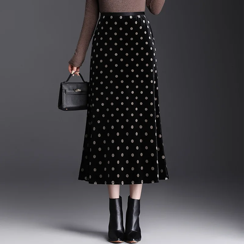 ZUZK Golden Velvet Wrapped Hip Skirt 2024 Autumn Winter New Style Temperament One Step Skirt Show Thin Casual Long Skirt