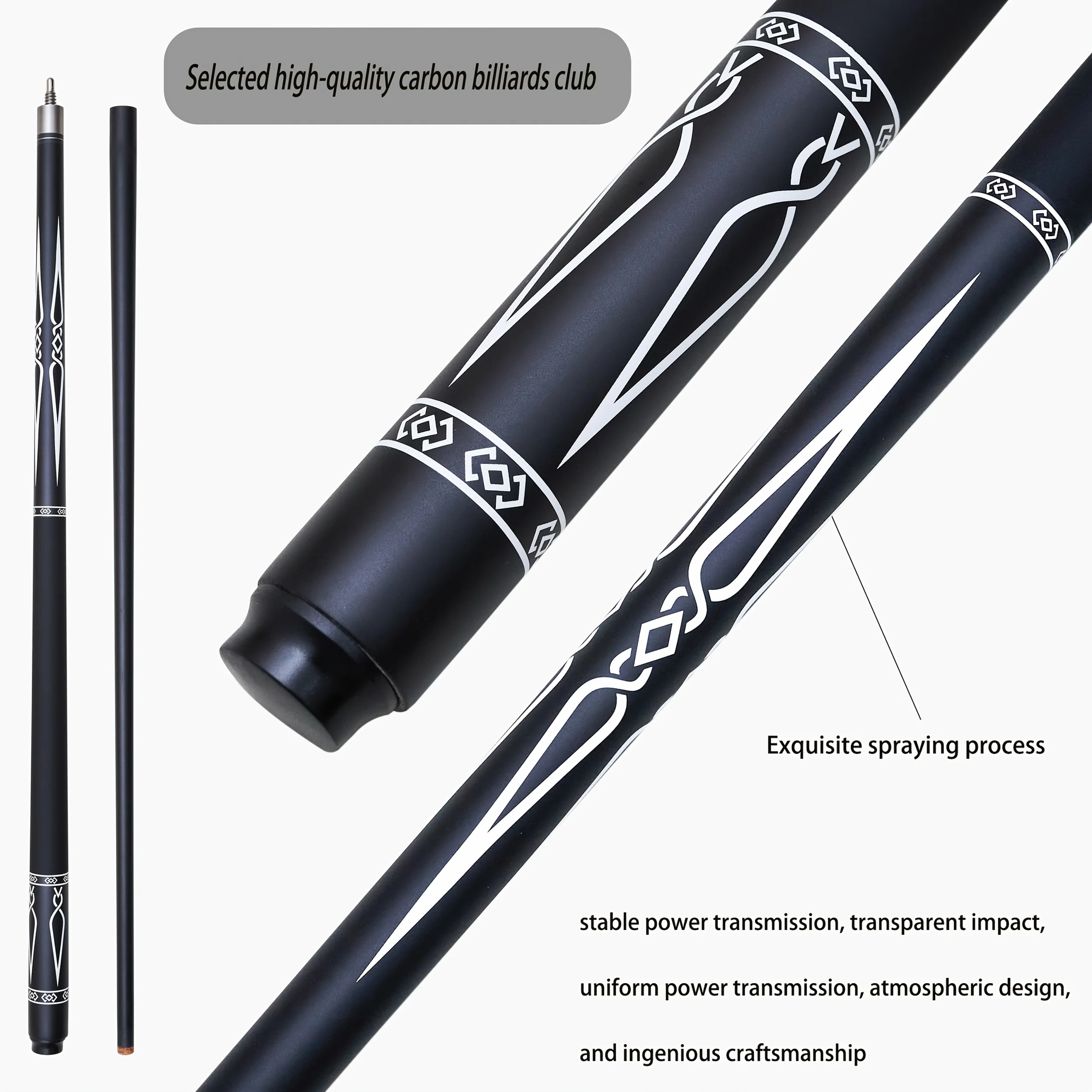 High-end Carbon Fiber Thermal Gold Pool Cue - 13mm Double Joint Split-Head American Nine-ball and Billiards Cue