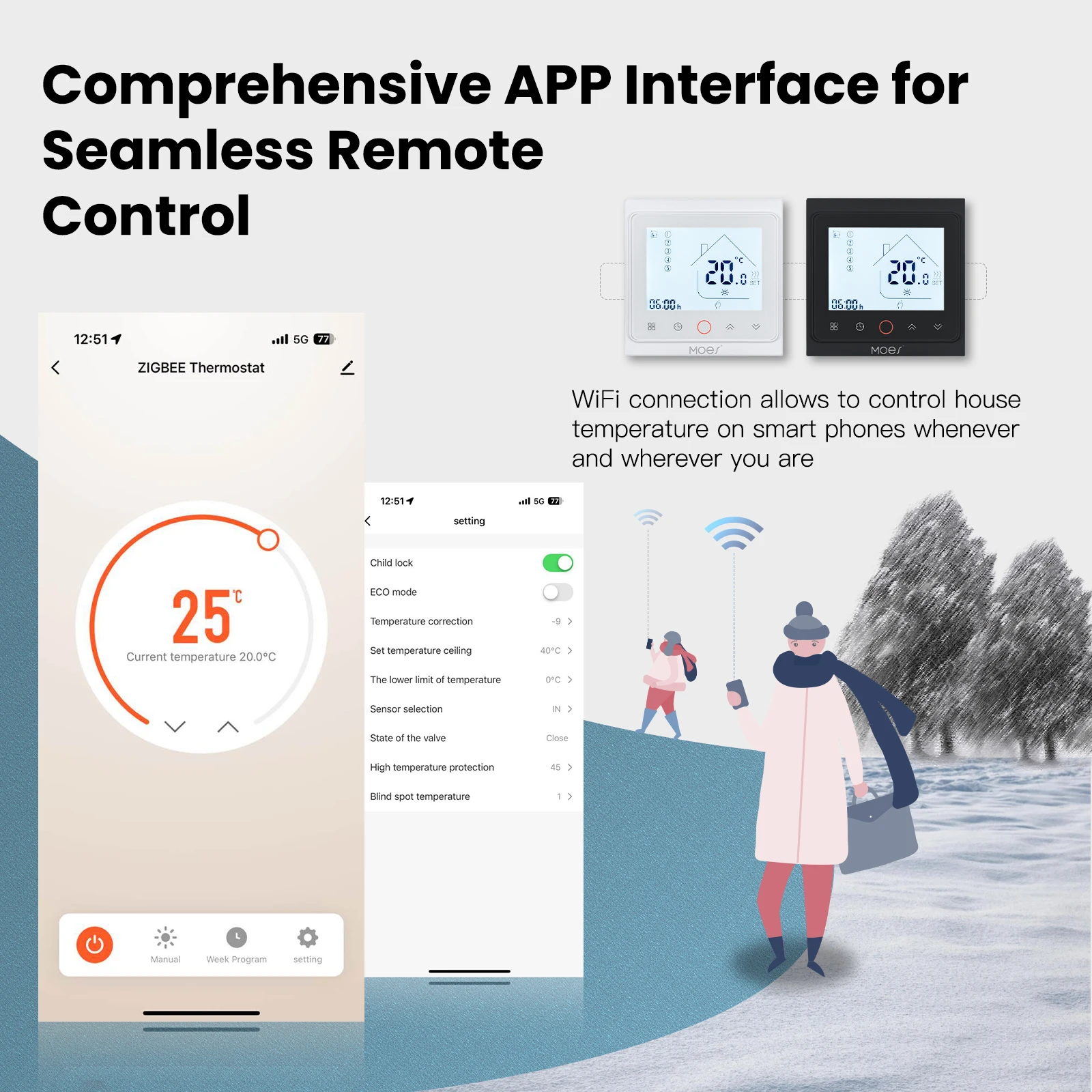 MOES Zigbee Thermostat Temperature Controller 2MQTT Setup for Water/Electric floor Heating Water/Gas Boiler Alexa Google Home