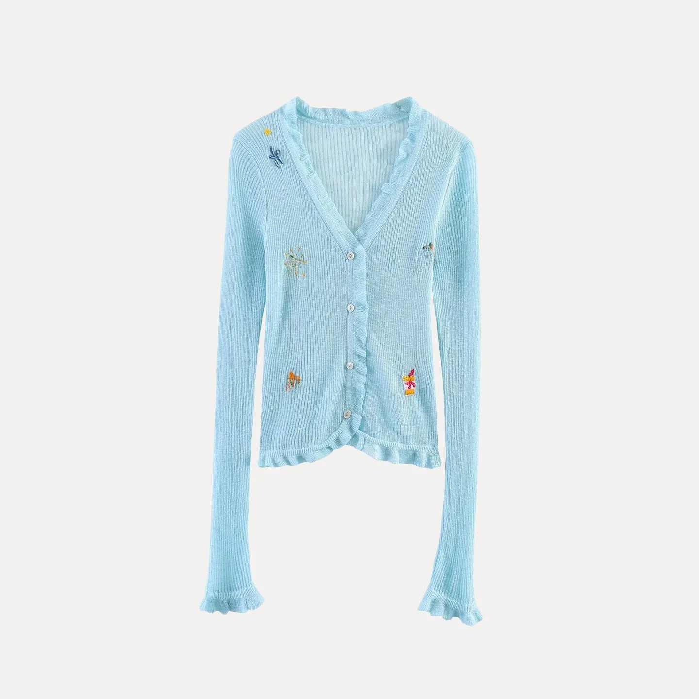 Fashionable Embroidered Lace Trim Knitted Open Cardigan Women's Shirt Stylish Individuality Autumn Collection ZADATA 2026