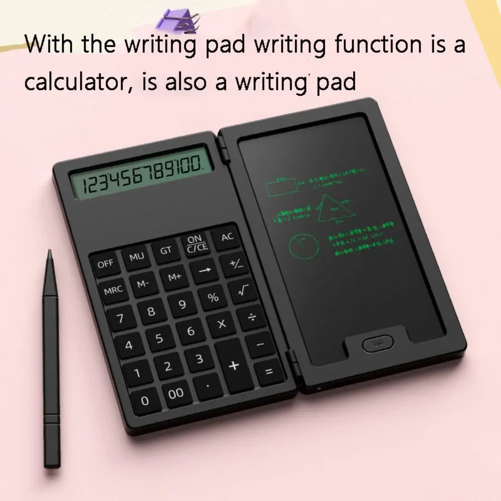 2in1 Mini Calculator with Tablet Portable 12 Digits Digital Writing Tablet Stylus Pen Erasable Scientific Calculator Business