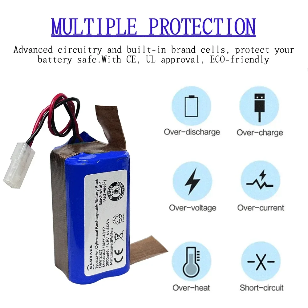 14.8V 2800mAh Li-ion RS-RT900866 Battery Side Brush For Rowenta Tefal Explorer Serie 20 40 60 Robot Vacuum Cleaner Part