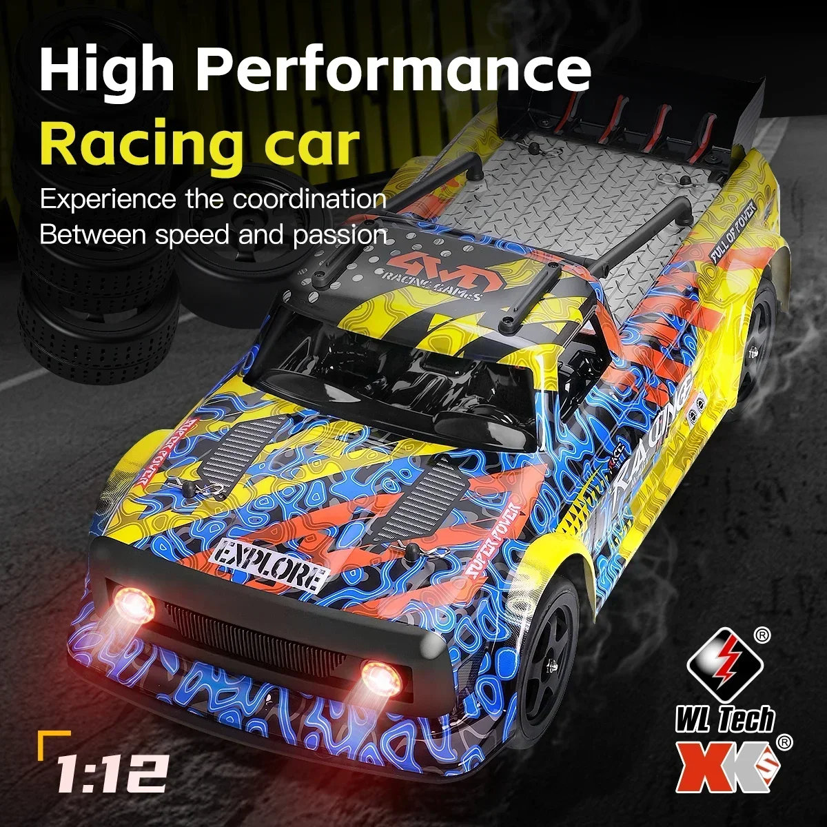 WLtoys 124020 1:12 Scale 4WD Mini RC Racing Car High Speed Off-Road Remote Control Drift Toy Alloy Vehicle for Kids Gift
