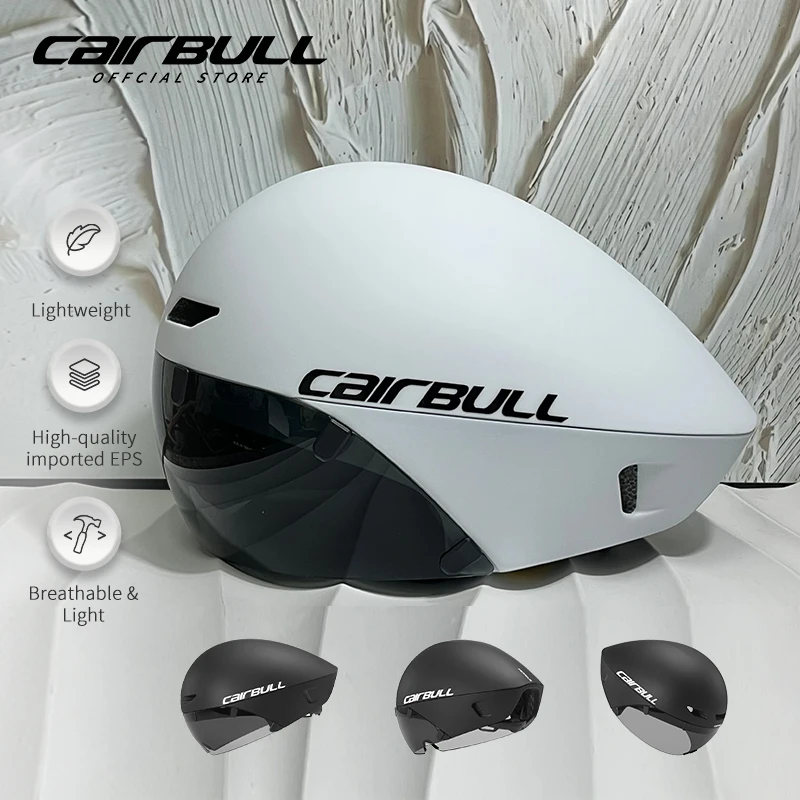 Capacete de Ciclismo CAIRBULL para Corrida de Estrada, TT e Enduro, com Óculos Aerodinâmicos, para Adultos (Homens e Mulheres), Moldado Integralmente e Respirável Capacete de Ciclismo CAIRBULL para Corrida de Estrada, TT e Enduro, com Óculos Aerodinâmicos, para Adultos (Homens e Mulheres), Moldado Integralmente e Respirável