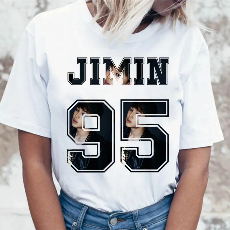 Kpop T Shirt JIN SUGA J HOPE Women JIMIN V JUNGKOOK Top Tshirt for K pop Korean Tees Funny Graphic Female T-shirt K-pop