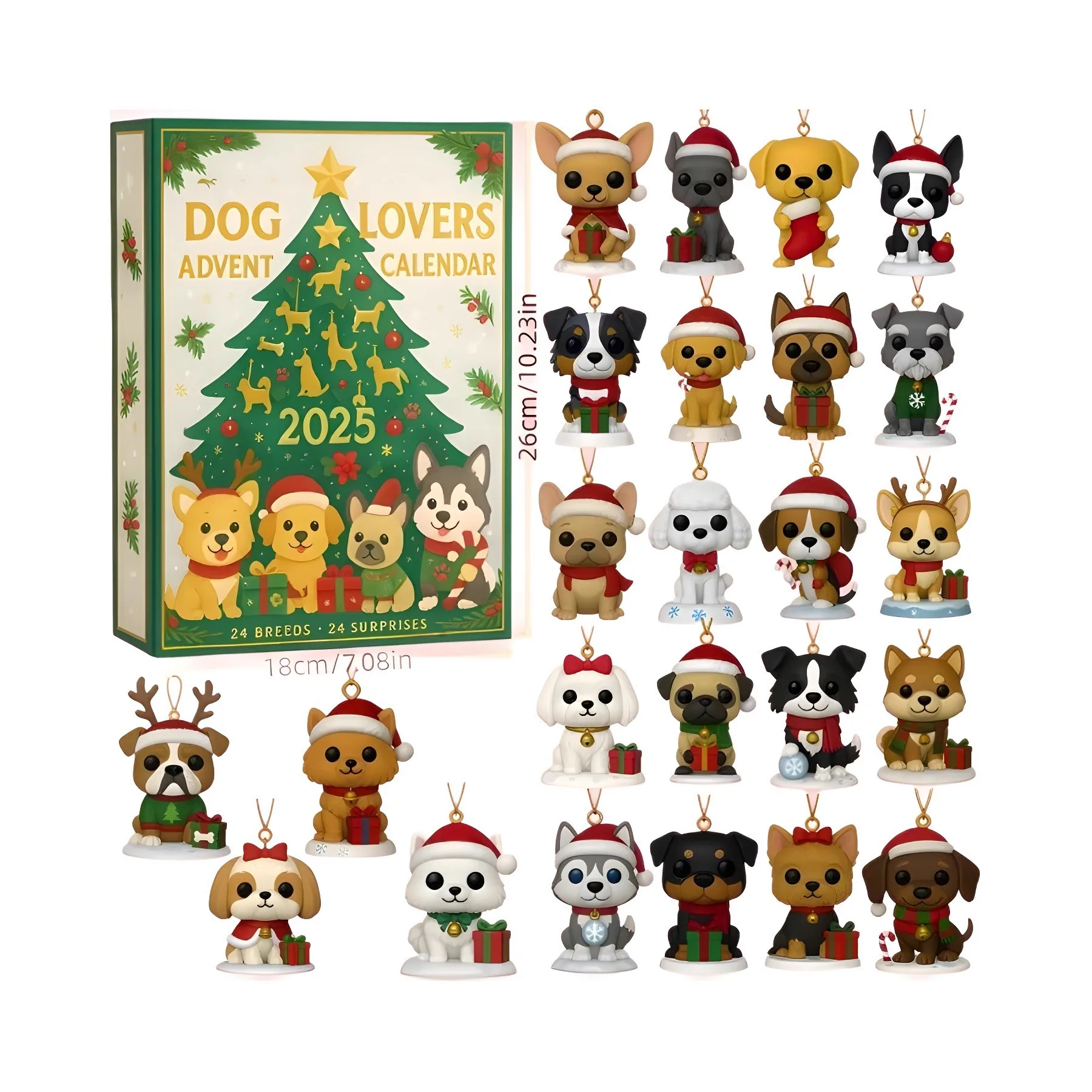 24 قطعة 2D شجرة عيد الميلاد تقويم القدوم 2026 طبعة محدودة جرار 100th الذكرى اليومية مفاجأة الحلي ديكور هدية