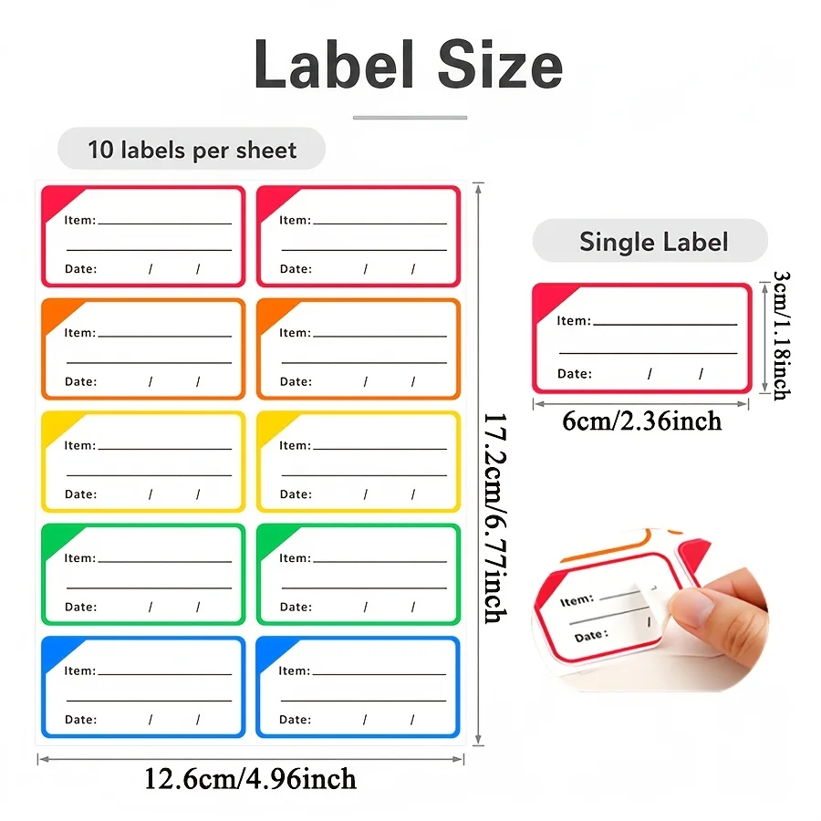 100Sheets Food Freezer Labels, Color Coded Storage Stickers Writable Kitchen Labels for Meal Prep, Fridge, Pantry & Freezer Bags
