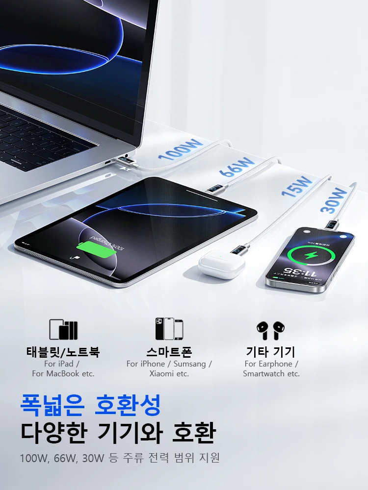 Joyroom 100W 1.2m 고속 충전 케이블 USB 타입-C에서 타입-C 케이블로 자... - 3