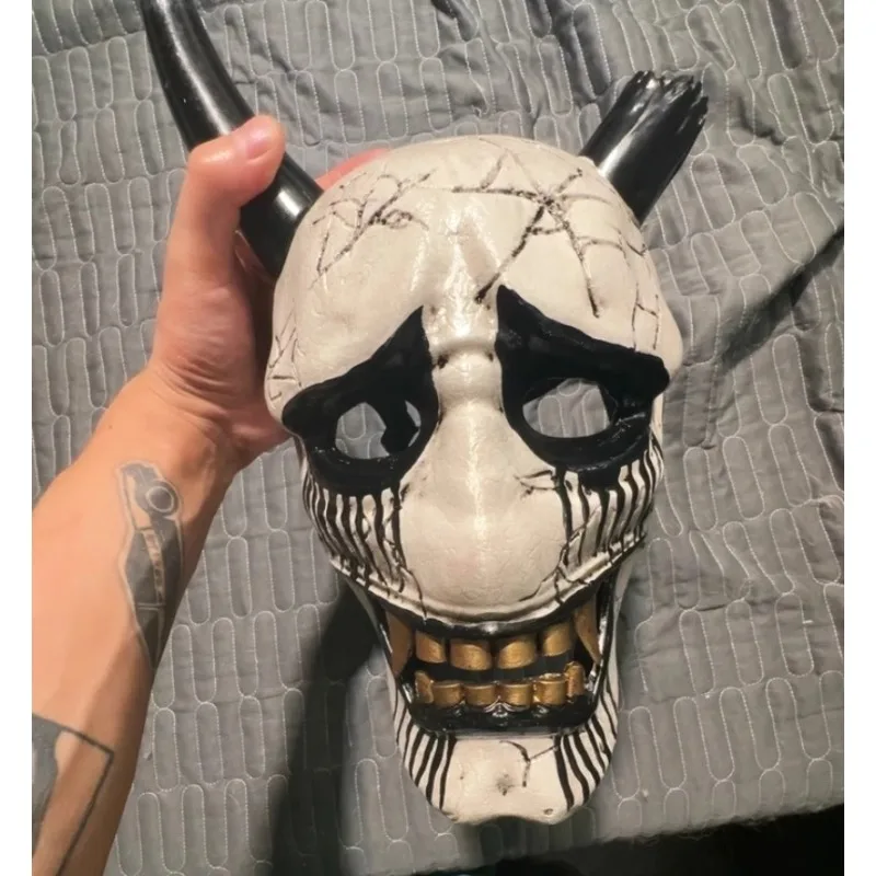 

Horned Ghost Hannya Mask Resin Horror Cosplay Prajna Ghostface for Halloween Party Costume Props Terror Masquerade Scary Mask