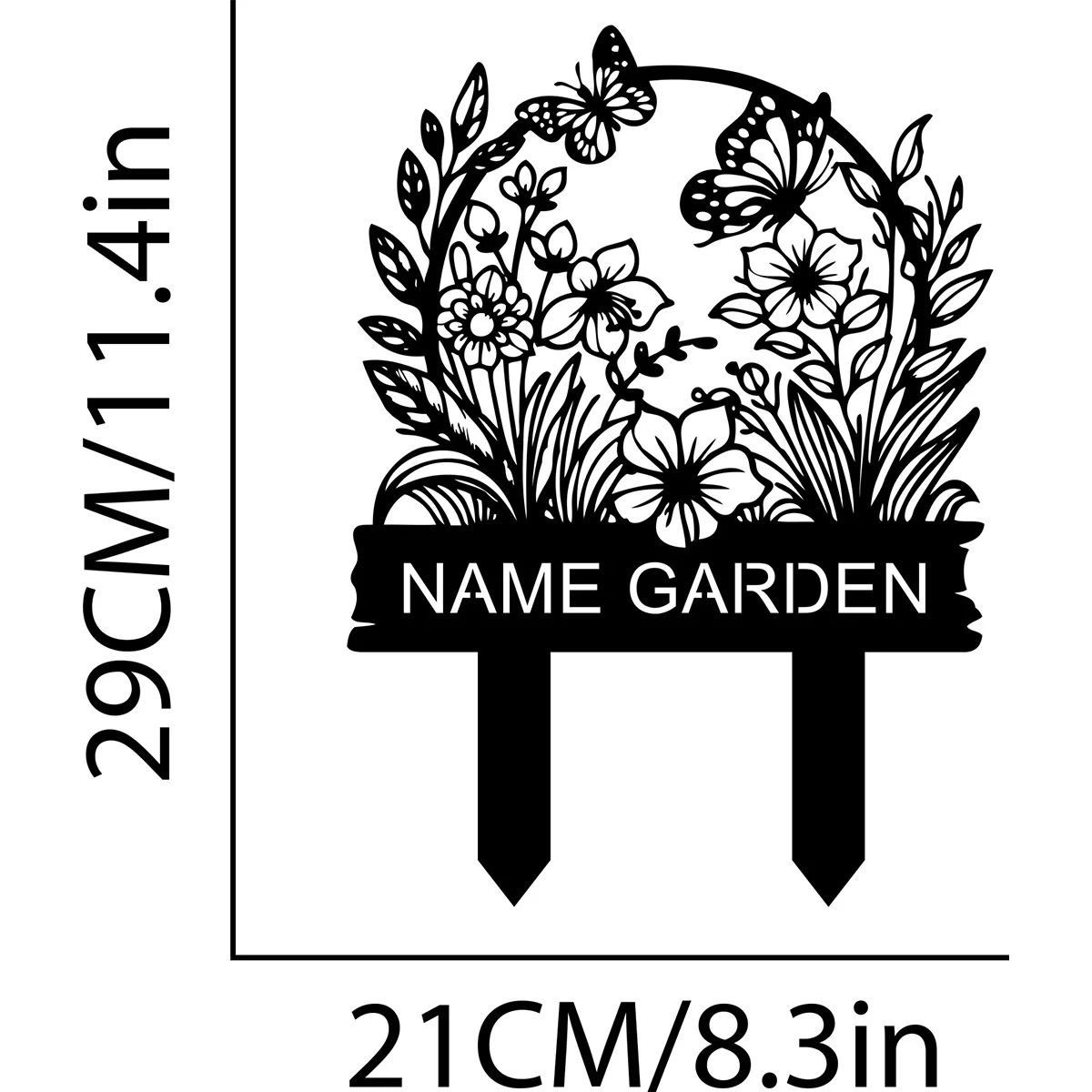 Custom Metal Garden Sign, Flower Sign with Stakes, Personalized Garden Name Sign, Lawn Signs, Outdoor Metal Sign, Garden Decor