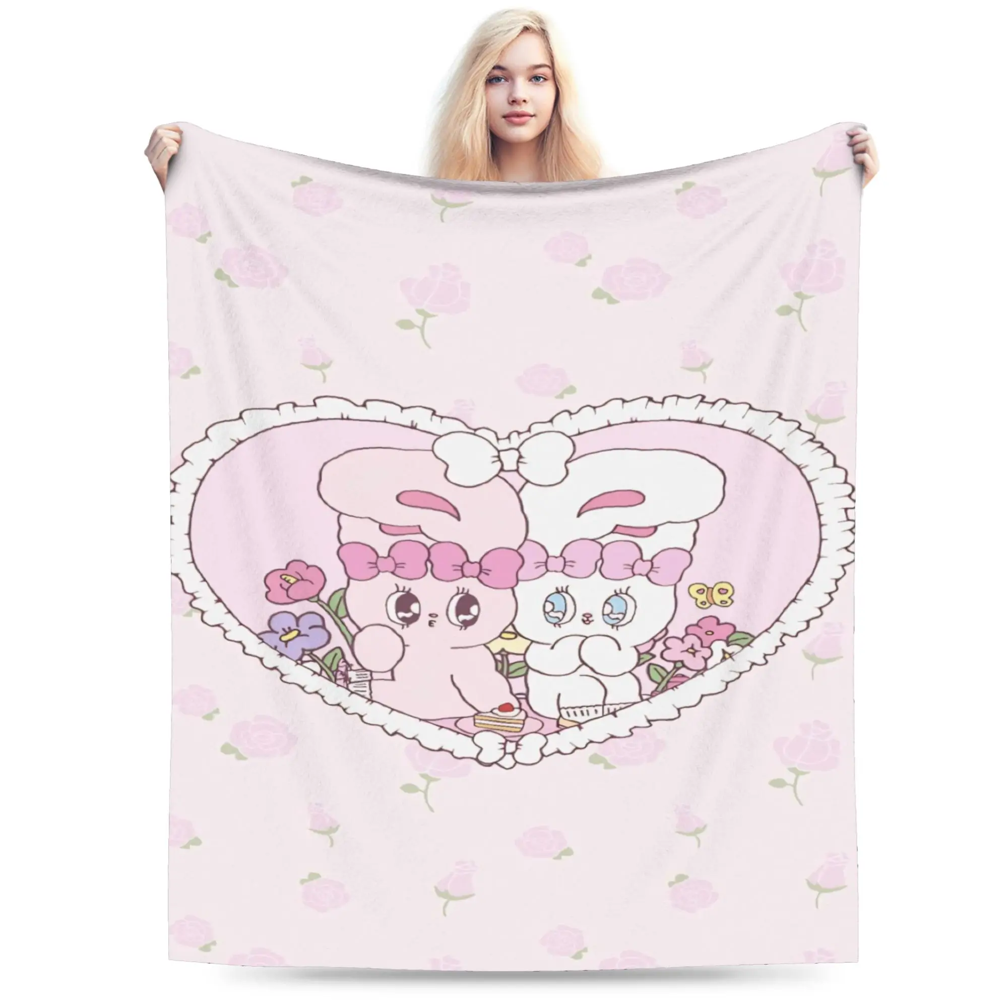 Esther Bunny cartoon rabbit Throw Blanket for Couch  Soft Fuzzy Plush Blanket 50x60 Inches Multiple Sizes Bedspread