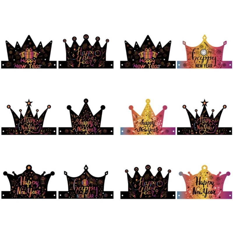 

12Pcs New Year Party Paper Hat For Adult Children Happy New Year Party Hat New Year Party Supplies for Home Decorations
