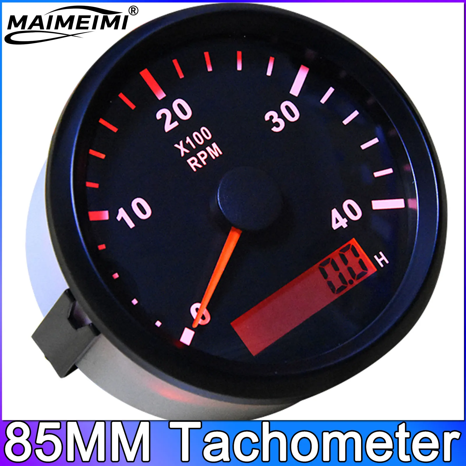 

85mm 4000RPM Tachometer with LED Digital Hourmeter Marine Outboard Diesel Engine Motor Generator Tacho Meter Gauge 12V/24V