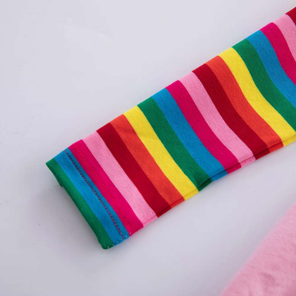 Langärmliges Einhornkleid für Mädchen, Herbststickerei, zwei Taschen, Regenbogenärmel, 81035 – Detail 25