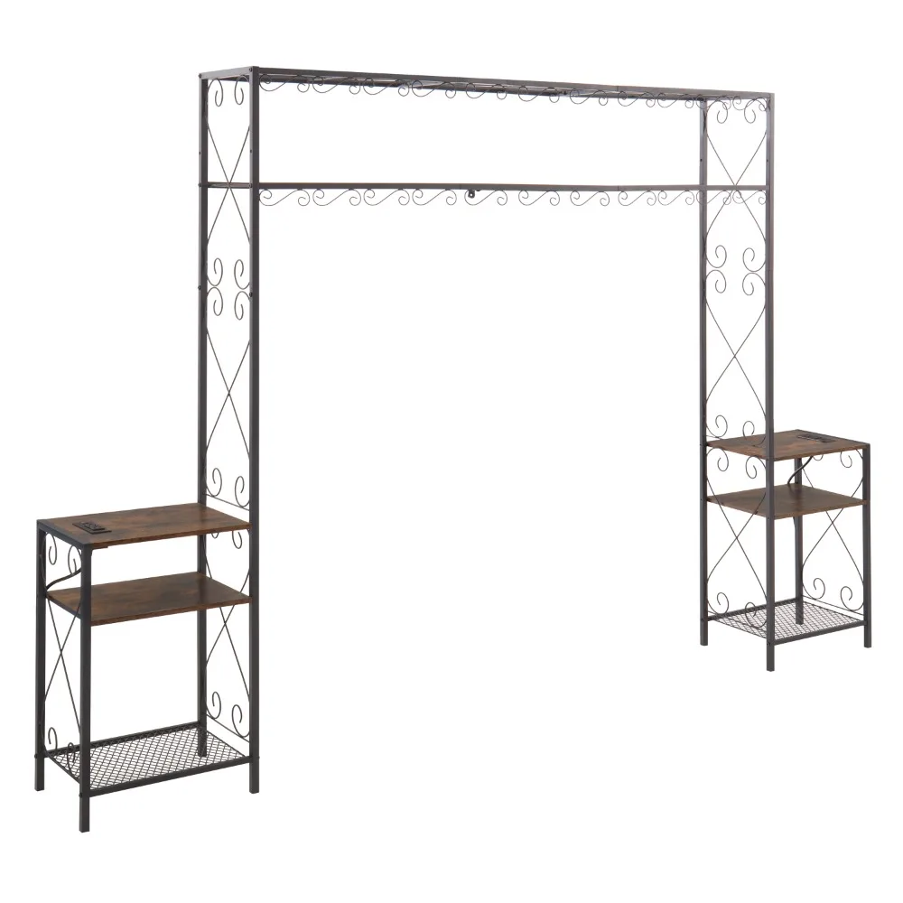 

Queen Bed Frame with 2 Nightstands Headboards with Storage Cabinet, Headboard with Shelves, Bookcase Headboard