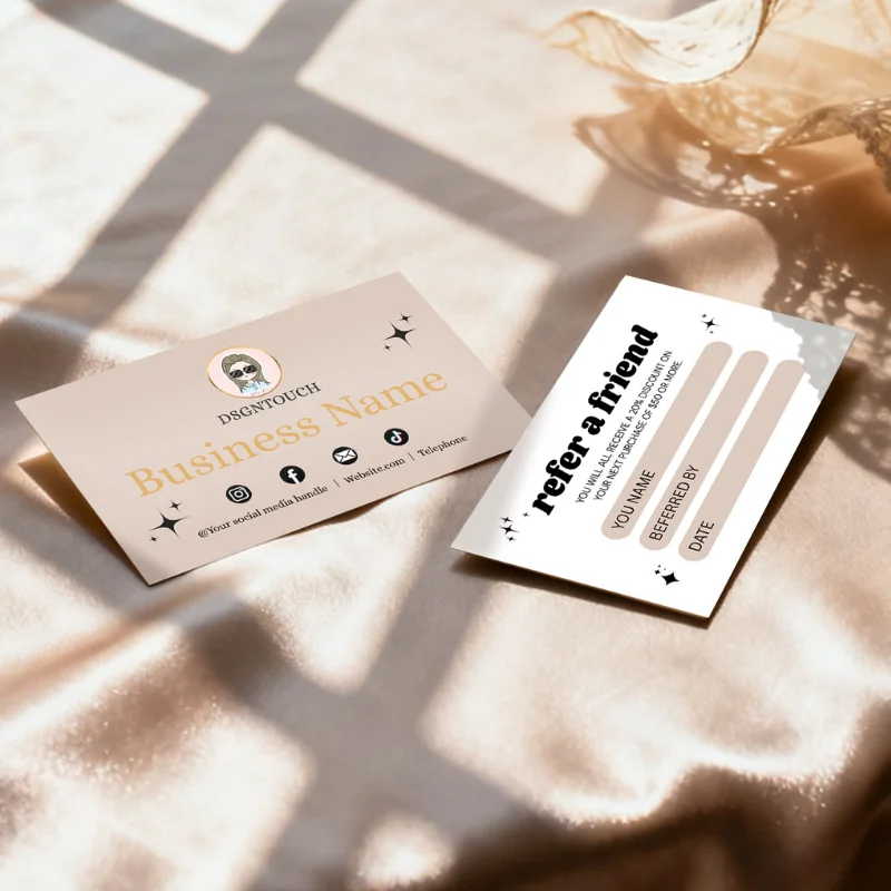 Refer a Friend Cards Customizable Loyalty Cards for Small Business Referral Program Cards 300gsm Matte Paper Easy to Write On