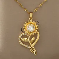 360° rotatable decompression love sunflower sunflower zircon pendant necklace for ladies birthday gift Christmas gift