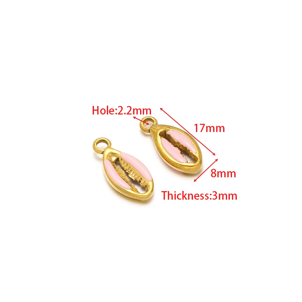 5pcs/lot Stainless Steel Multicolor Enamel Shell Charms Necklace Pendants Bulk for DIY Fashion Bracelets Findings Jewelry Making - Detail 1