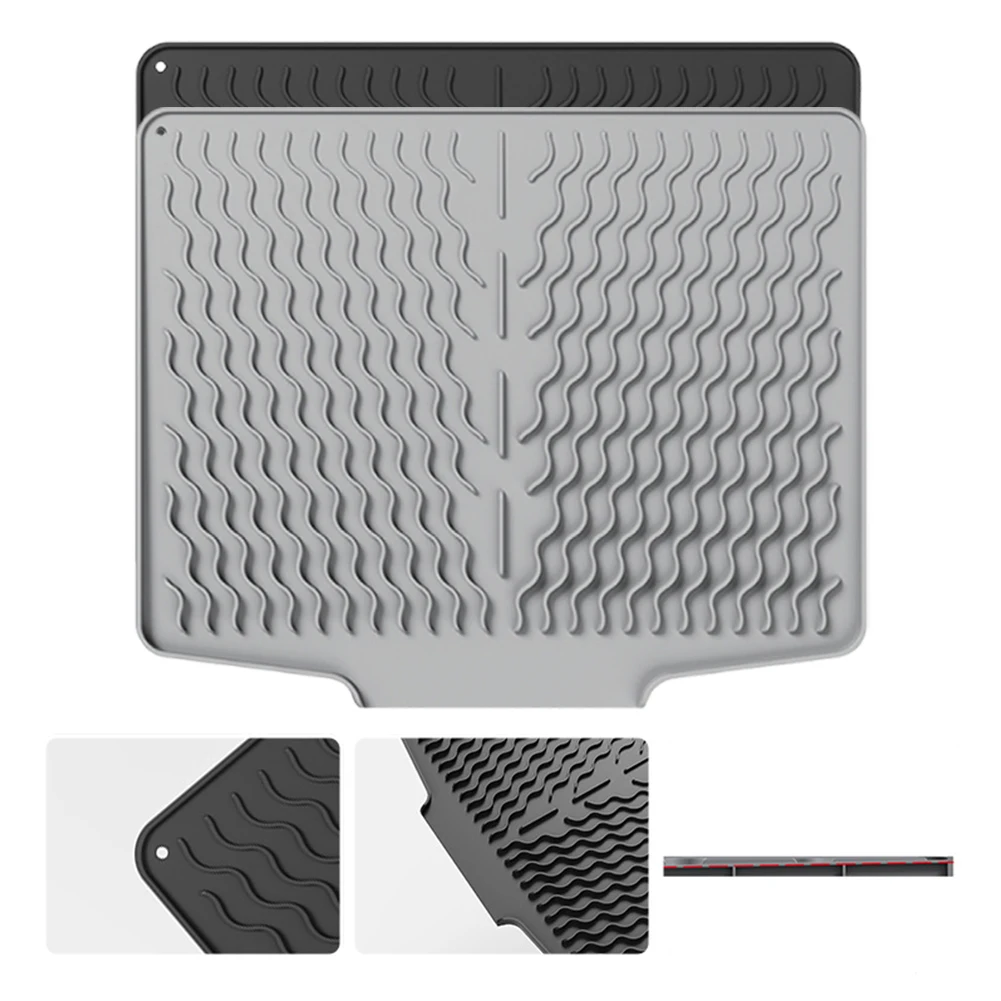 

Countertop Protection Pad with Built-in Drain Silicone Tableware Drain Mat Non-Slip Slope Guide Sink Mat for Kitchen Counter