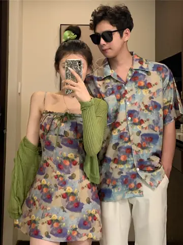 여름 드레스 여름 고양이 테마 커플 드레스 커플 옷 연인 드레스 연인 옷 연인 의상 연인 의상 여름 드레스 여름 드레스